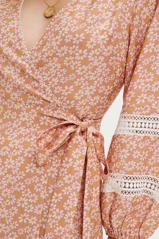 Robe portefeuille en lin - Rose