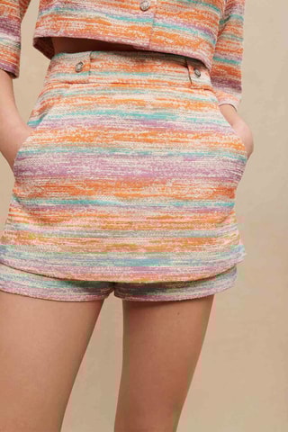 Jupe-short taille haute - Orange et turquoise 