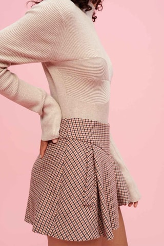 Short en laine taille haute - Camel