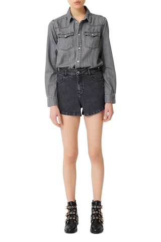 Combishort en jean - Gris clair et noir