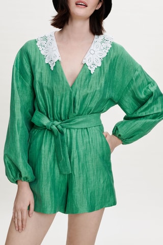 Combishort en lin - Vert