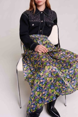 Jupe volantée taille haute - Jaune et bleu