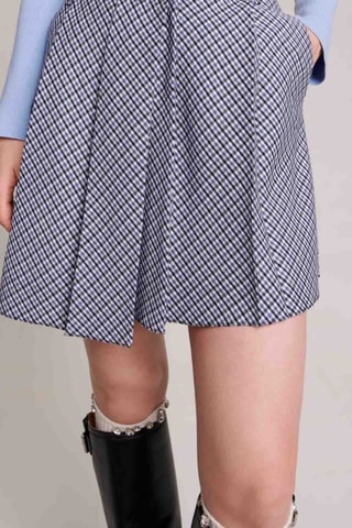 Jupe plissée - Bleu et gris