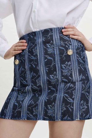 Mini-jupe en coton biologique - Indigo