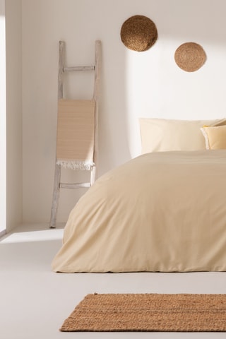 Housse de couette en coton - 144 fils/cm² - Beige