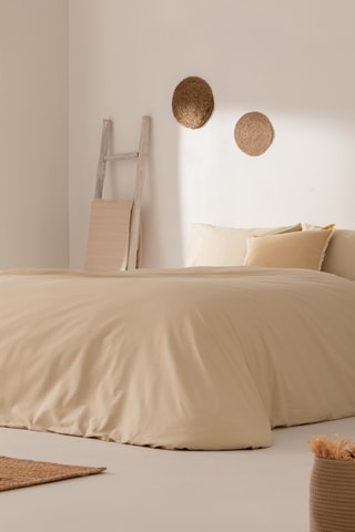 Housse de couette en coton - 144 fils/cm² - Beige