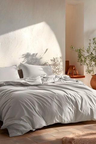 Parure de couette en coton - 57 fils/cm² - Gris clair