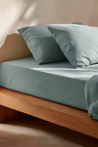 Drap-housse en coton - 57 fils/cm² - Bleu