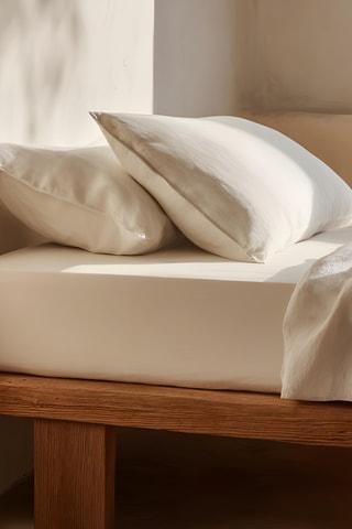 Drap-housse en coton - 57 fils/cm² - Blanc