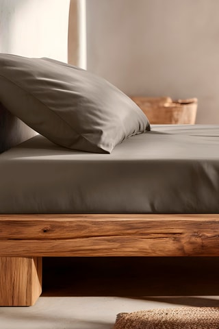 Drap-housse en coton - 57 fils/cm² - Gris foncé