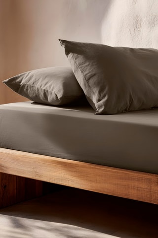 Drap-housse en coton - 57 fils/cm² - Gris foncé