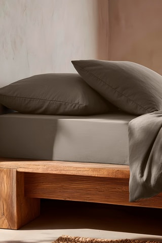 Drap-housse en coton - 57 fils/cm² - Gris foncé