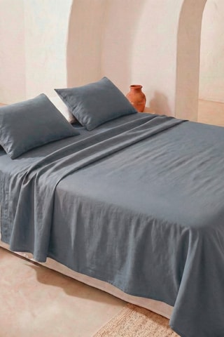 Parure de draps en coton Lisa - 144 fils/cm² - Bleu