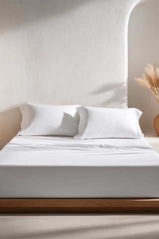 Parure de draps en coton Lisa - 57 fils/cm² - Blanc