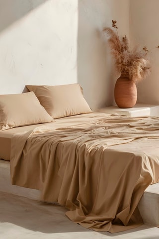 Parure de draps en coton Lisa - 57 fils/cm² - Beige