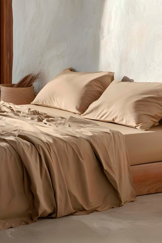 Parure de draps en coton Lisa - 57 fils/cm² - Beige