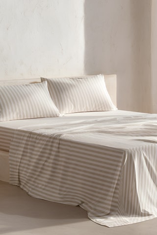 Parure de draps en coton Nuvia - 57 fils/cm² - Beige