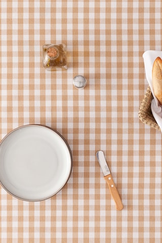 Nappe anti tâches Vichy - Beige