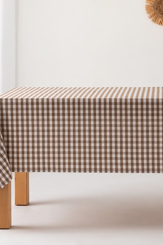 Nappe anti tâches Vichy - Taupe - 140 x 140 cm