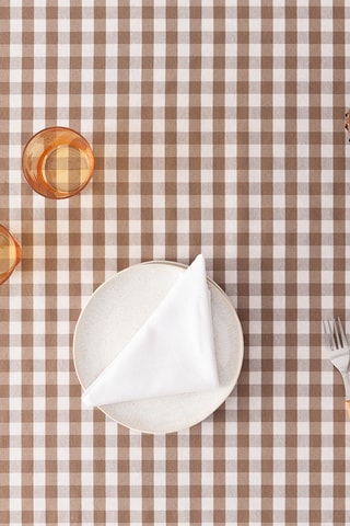 Nappe anti tâches Vichy - Taupe - 140 x 140 cm