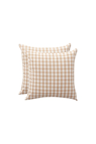 2 housses de coussin Vichy - Beige - 45 x 45 cm
