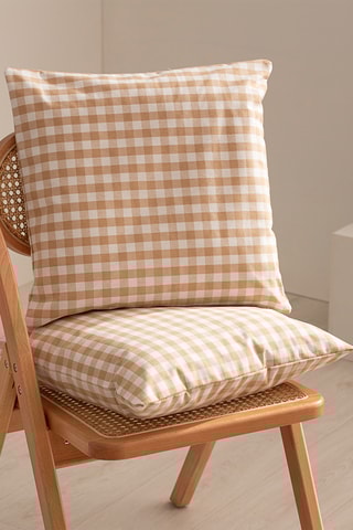 2 housses de coussin Vichy - Beige - 45 x 45 cm