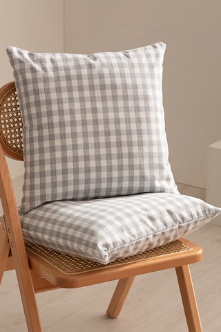 2 housses de coussin Vichy - Gris clair - 45 x 45 cm