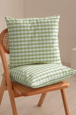 2 housses de coussin Vichy - Vert olive - 45 x 45 cm