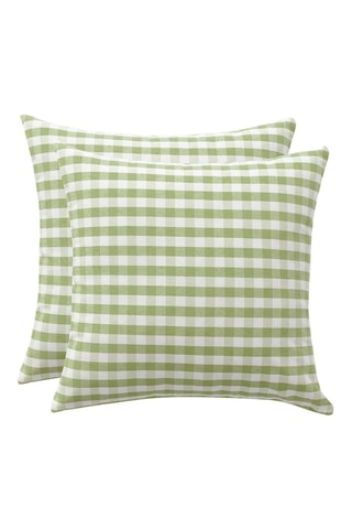 2 housses de coussin Vichy - Vert olive - 45 x 45 cm