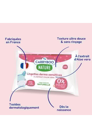 9 x 58 Lingette bio sensitive aloé vera