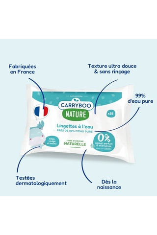 2 x 58 Lingettes bio purifiante à l'eau 