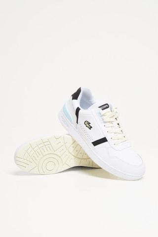 Baskets en cuir T-clip - Blanc et bleu clair