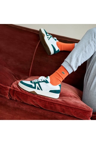 Baskets en cuir L001 - Blanc et vert foncé