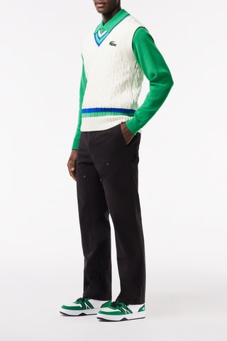 Baskets en cuir L001 - Blanc et vert