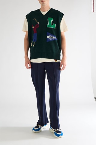 Pull sans manches en laine - Vert foncé