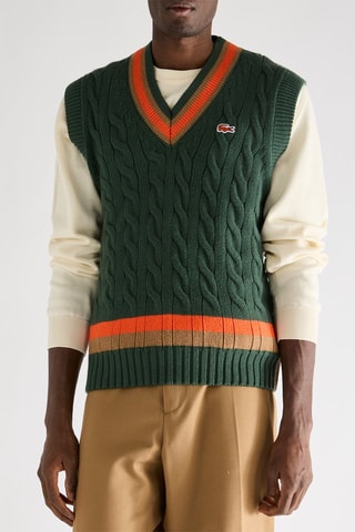 Pull classic fit sans manches en laine - Vert foncé