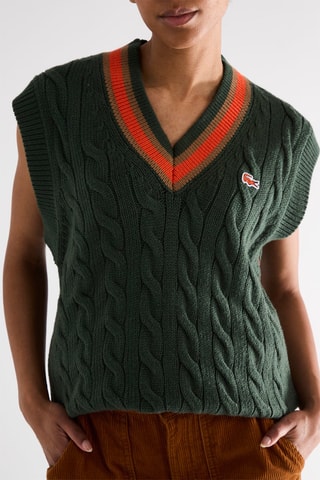 Pull classic fit sans manches en laine - Vert foncé