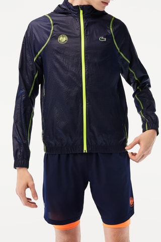 Veste regular à capuche Roland-Garros - Bleu marine et jaune électrique