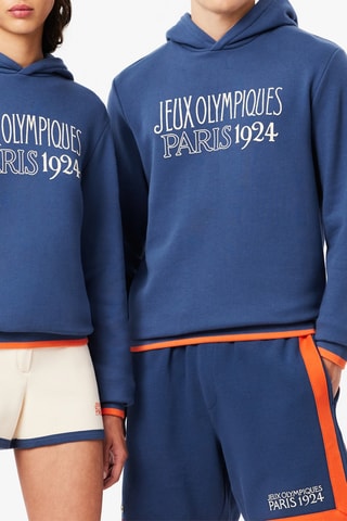 Sweat à capuche en coton biologique Jeux Olympique Paris 1924 - Bleu
