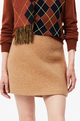 Jupe droite en laine vierge - Beige