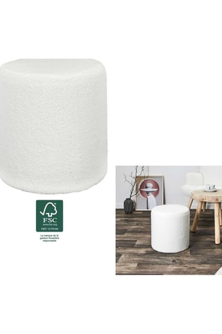 Pufe Rhea - Branco - Toque bouclette