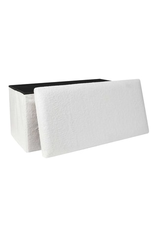 Banco-baú dobrável - Branco - Revestimento tecido bouclette