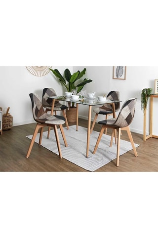 4 cadeiras Patchwork - 
Castanho e cinzento