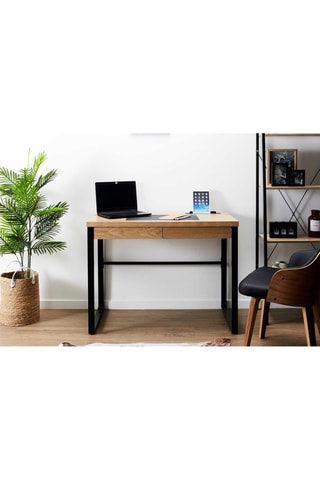 Secretária com 2 gavetas Natural e preto