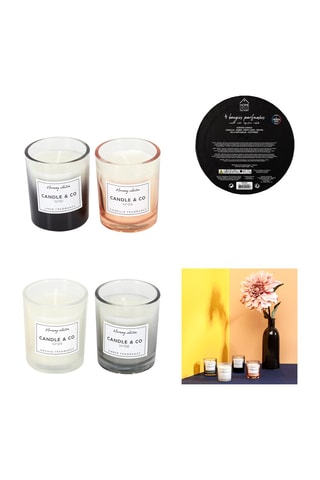 4 velas perfumadas - Têxtil fresco, camélia, orquídea e âmbar