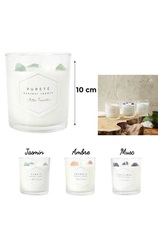 3 velas perfumadas - Jasmim, Âmbar e almíscar branco