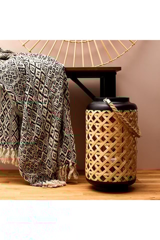 Lanterna entrançado em bambu 38,5 cm - Natural e preto