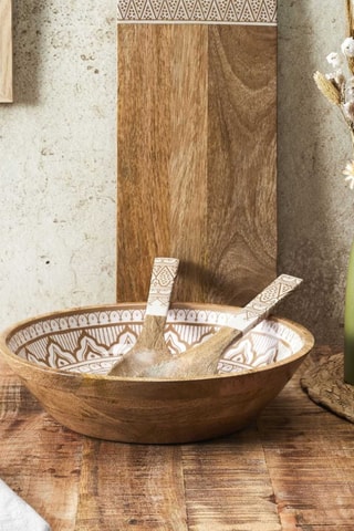 Saladeira em madeira de mangueira Dune - 33 cm