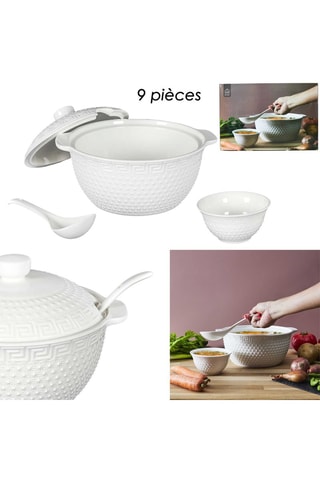 Serviço para sopa de porcelana - 8 peças