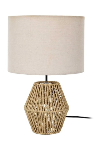 Candeeiro de mesa em linho - Verde-escuro e branco